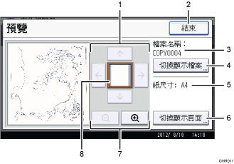 操作面板畫面說明圖編號標註說明圖