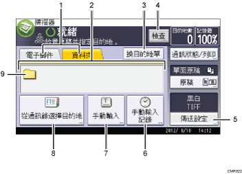 操作面板畫面說明圖編號標註說明圖