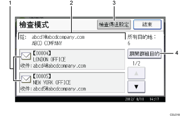 操作面板畫面說明圖編號標註說明圖