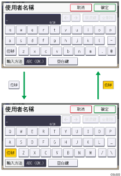 字元輸入顯示畫面說明圖