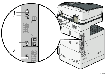 illustration of connecting the telephone line (numbered callout illustration)