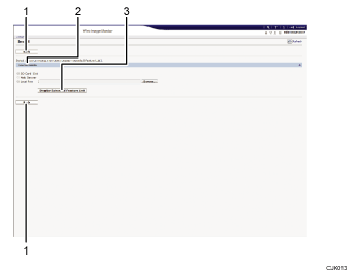 Web browser screen numbered callout illustration