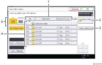 Nummerierte Abbildung Bedienfeld-Display