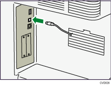 ilustración de la conexión del cable del interfaz USB