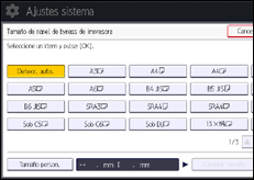 Ilustración de la pantalla panel de mandos