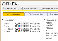 Illustration de l'écran du panneau de commande