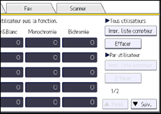 Illustration de l'écran du panneau de commande