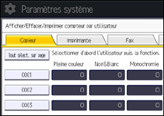 Illustration de l'écran du panneau de commande