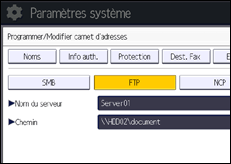 Illustration de l'écran du panneau de commande