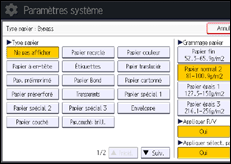 Illustration de l'écran du panneau de commande