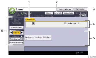 Genummerde afbeelding van het scherm van het bedieningspaneel