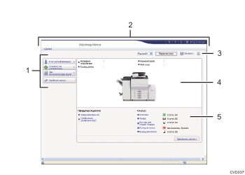 Иллюстрация экрана веб-браузера с пронумерованными сносками