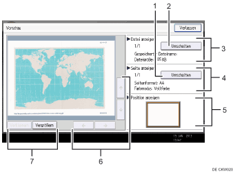 Nummerierte Abbildung Bedienfeld-Display