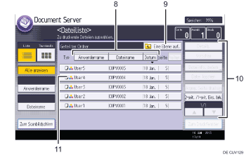 Nummerierte Abbildung Bedienfeld-Display