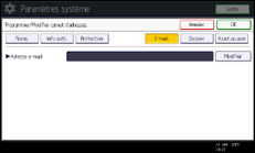 Illustration de l'écran du panneau de commande