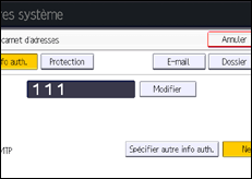 Illustration de l'écran du panneau de commande