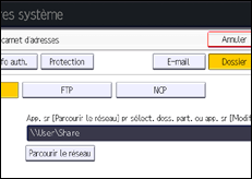 Illustration de l'écran du panneau de commande
