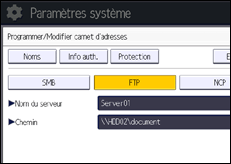 Illustration de l'écran du panneau de commande