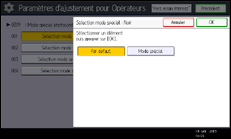 Illustration de l'écran du panneau de commande