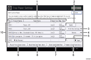 Operation panel screen illustration numbered callout illustration