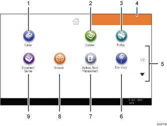 Operation panel screen illustration numbered callout illustration