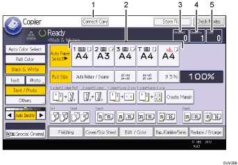 Operation panel screen illustration numbered callout illustration