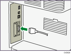 illustration of connecting the IEEE 1284 interface cable