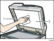 Illustration numérotée du chargeur automatique de documents avec retournement