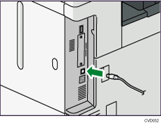 Illustration du raccordement du câble d'interface USB