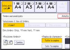 Illustrazione della schermata sul pannello di controllo