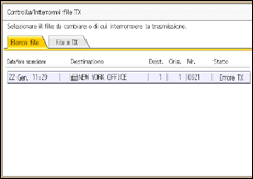 Illustrazione della schermata sul pannello di controllo