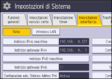 Illustrazione della schermata sul pannello di controllo