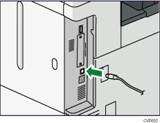 Afbeelding van het aansluiten van de USB-interfacekabel
