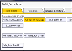 Ilustração da tela do painel de operação