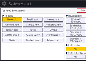 Ilustrace displeje ovládacího panelu
