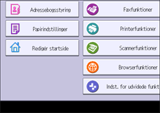 Illustration af skærmbilledet på betjeningspanelet