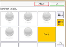 Illustration af skærmbilledet på betjeningspanelet