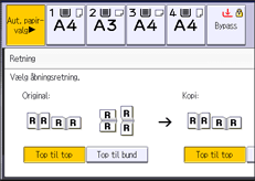 Illustration af skærmbilledet på betjeningspanelet