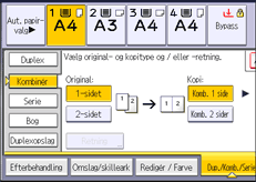 Illustration af skærmbilledet på betjeningspanelet