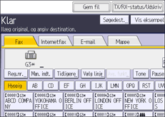 Illustration af skærmbilledet på betjeningspanelet