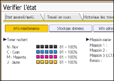 Illustration de l'écran du panneau de commande