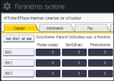 Illustration de l'écran du panneau de commande