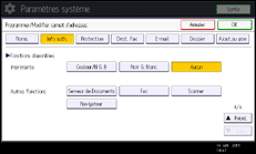 Illustration de l'écran du panneau de commande