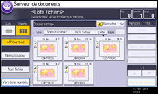 Illustration de l'écran du panneau de commande