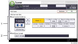Genummerde afbeelding van het scherm van het bedieningspaneel