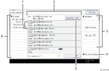 Genummerde afbeelding van het scherm van het bedieningspaneel