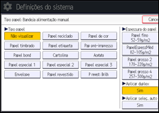 Ilustração do ecrã do painel de operação