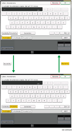 Abbildung der Tasten