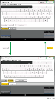 Abbildung der Tasten