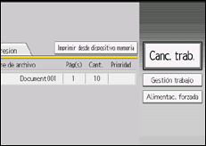 Ilustración de la pantalla panel de mandos